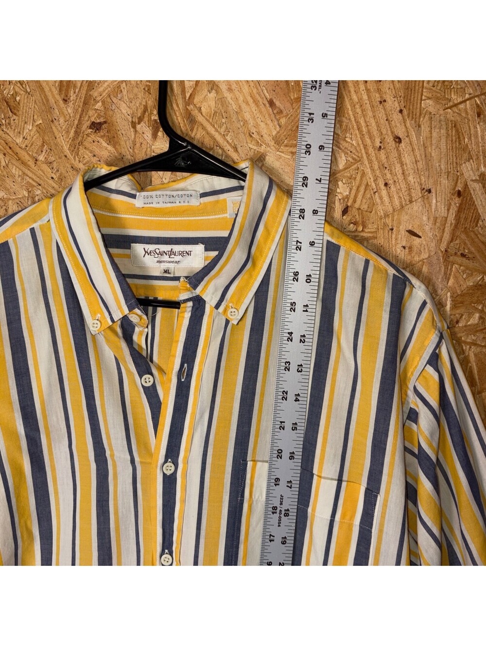 Yves Saint Laurent Mens XL Yellow Stripe Button Shirt Used